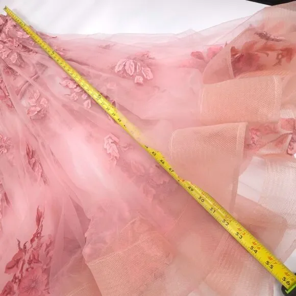 JOVANI 02845 Floral Applique Embellished Corset Gown Pink Romantic Pageant HOCO - Picture 5 of 14